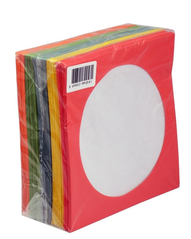 CD&DVD Renkli Zarf 80gr 100’lü Paket Pencereli (Kırmızı, Sarı, Yeşil, Mavi, Turuncu)