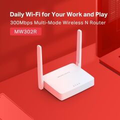 TP‑LINK Mercusys MW302R 300 Mbps Multi‑Mode Wireless N Router – 2×5 dBi Anten, 3×100 Mbps Ethernet, Router/Range Extender/AP/WISP Modu, Parental Controls, IPv6