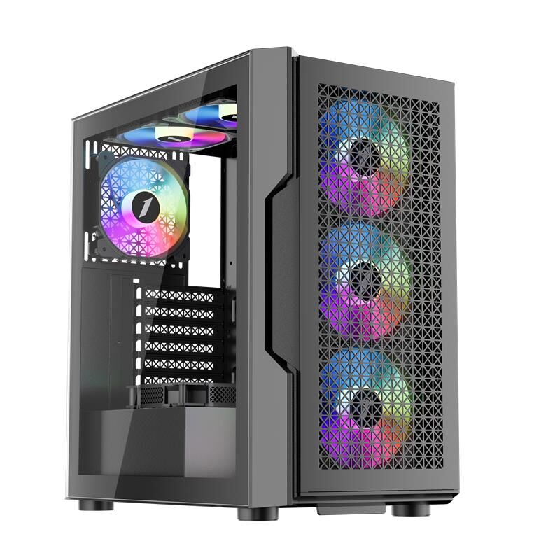 1ST Player Trilobite T7 Siyah 650W 80+ ARGB 4x12cm Fan Temperli Cam Mesh USB 3.0 ATX Kasa