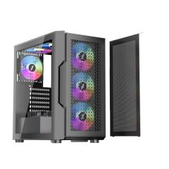 1ST Player Trilobite T7 Siyah 650W 80+ ARGB 4x12cm Fan Temperli Cam Mesh USB 3.0 ATX Kasa