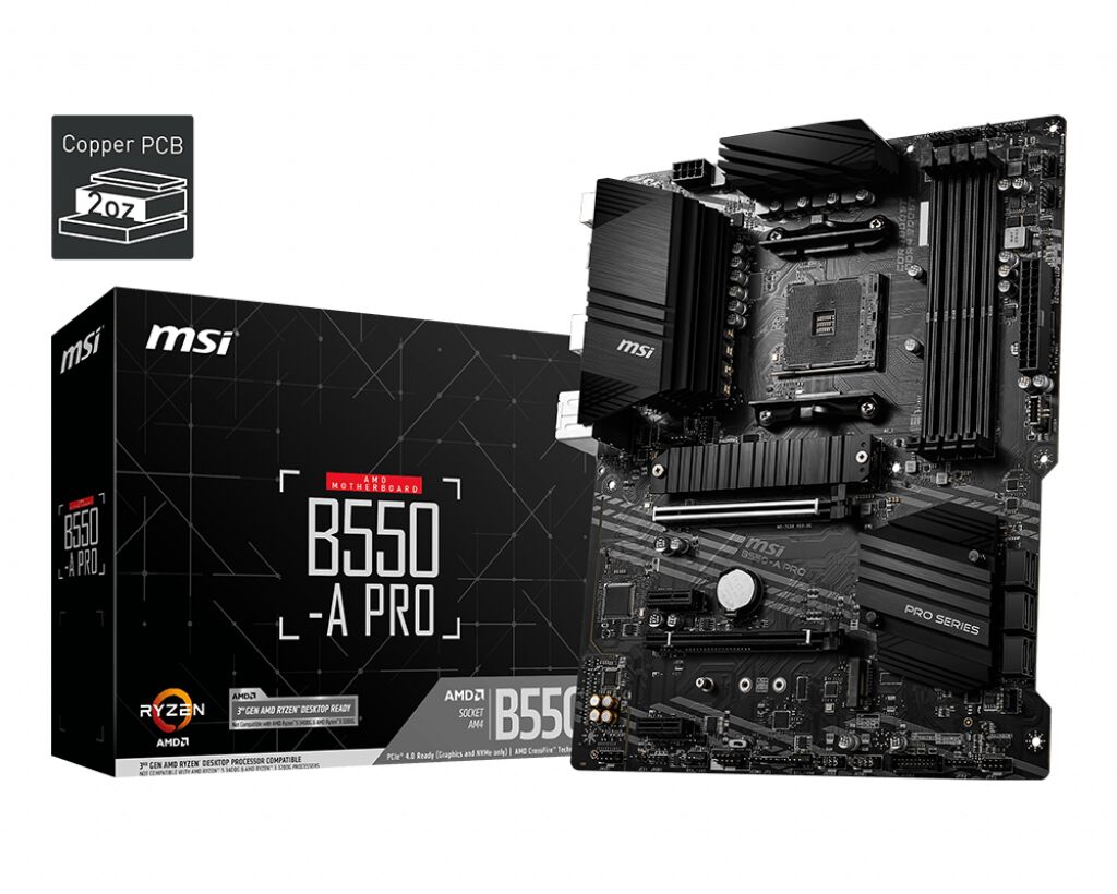 MSI B550-A PRO AMD B550 Soket AM4 DDR4 4400MHz (OC) HDMI DP ATX Anakart