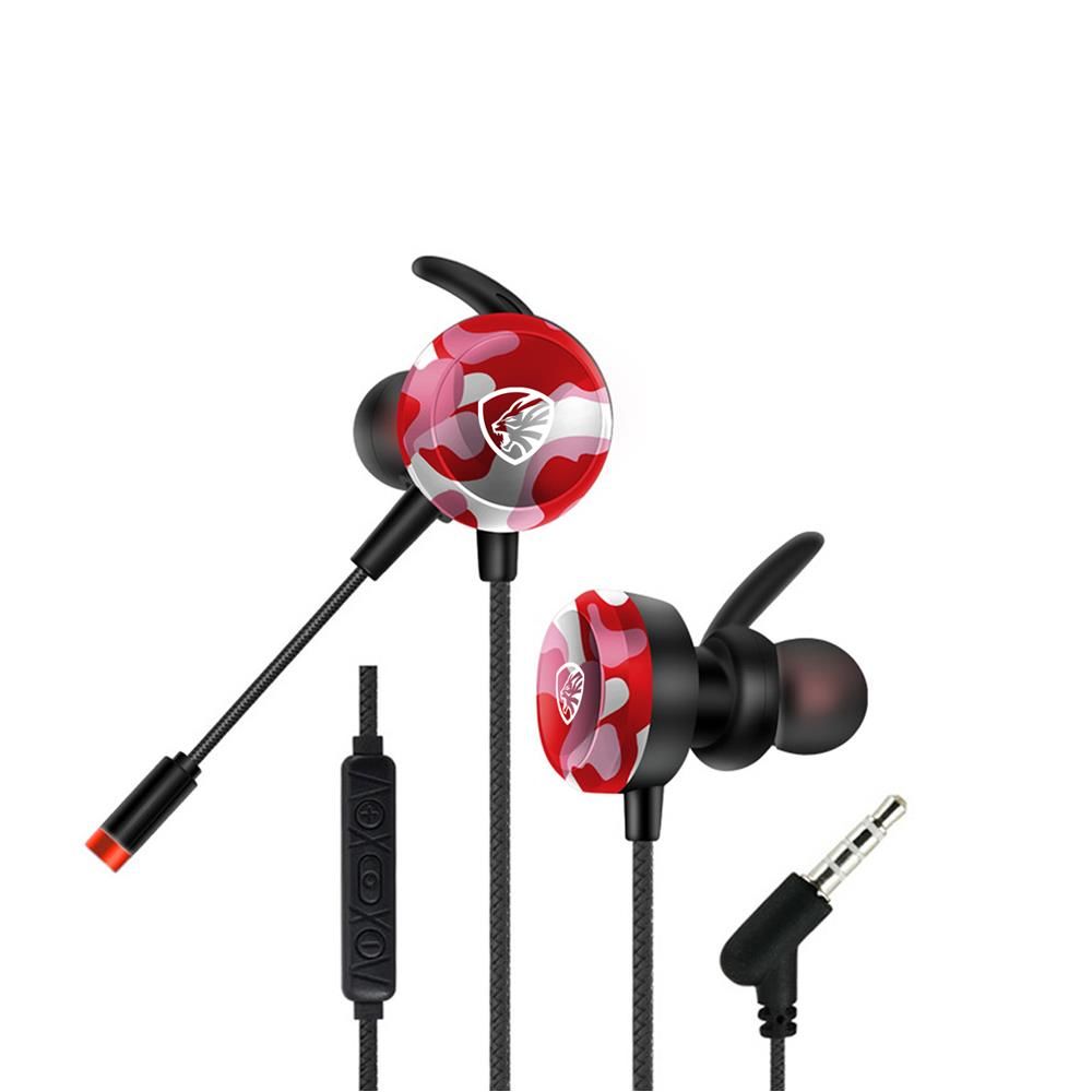Hytech HY-GK4 3.5mm Çift Mikrofonlu Kırmızı Kamuflaj Gaming Kulak İçi Oyuncu Kulaklığı