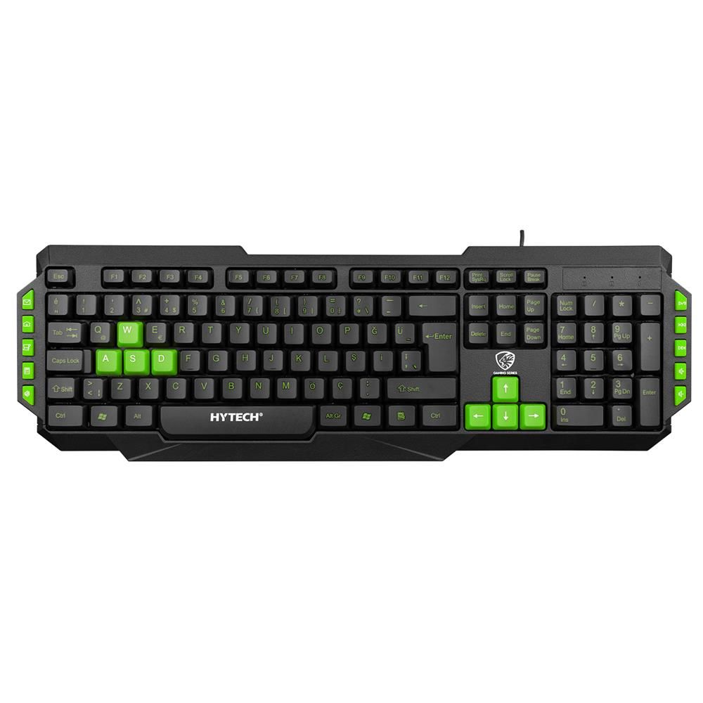 Hytech HYK-46 GAMY Siyah USB Gökkuşağı Aydınlatmalı Yeşil Tuşlu Q Gaming Oyuncu Klavyesi
