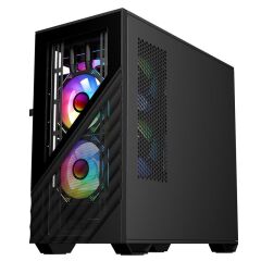 1ST Player DK D7 Siyah 750W 80+ Bronze Tam Modüler PSU ARGB Fanlı Temperli Cam Yan Panel & Metal Mesh Kasa