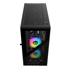 1ST Player DK D7 Siyah 750W 80+ Bronze Tam Modüler PSU ARGB Fanlı Temperli Cam Yan Panel & Metal Mesh Kasa