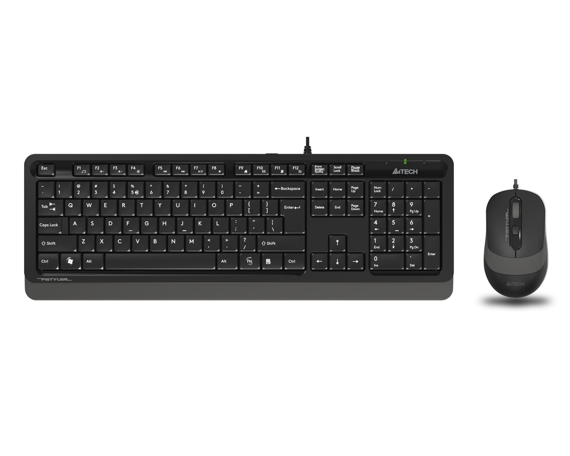 A4 Tech Fstyler F1010 Q Türkçe Multimedya USB Kablolu Klavye Mouse Seti Gri