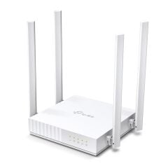TP‑LINK Archer C24 AC750 Dual Band Kablosuz Router – 433 Mbps (5 GHz) + 300 Mbps (2.4 GHz), 4 Antenli, 1×WAN + 4×LAN Port, Router/Access Point/Range Extender Modu, QoS, Ebeveyn Kontrolü, Misafir Ağı, IPv6 – Kompakt Beyaz Tasarım