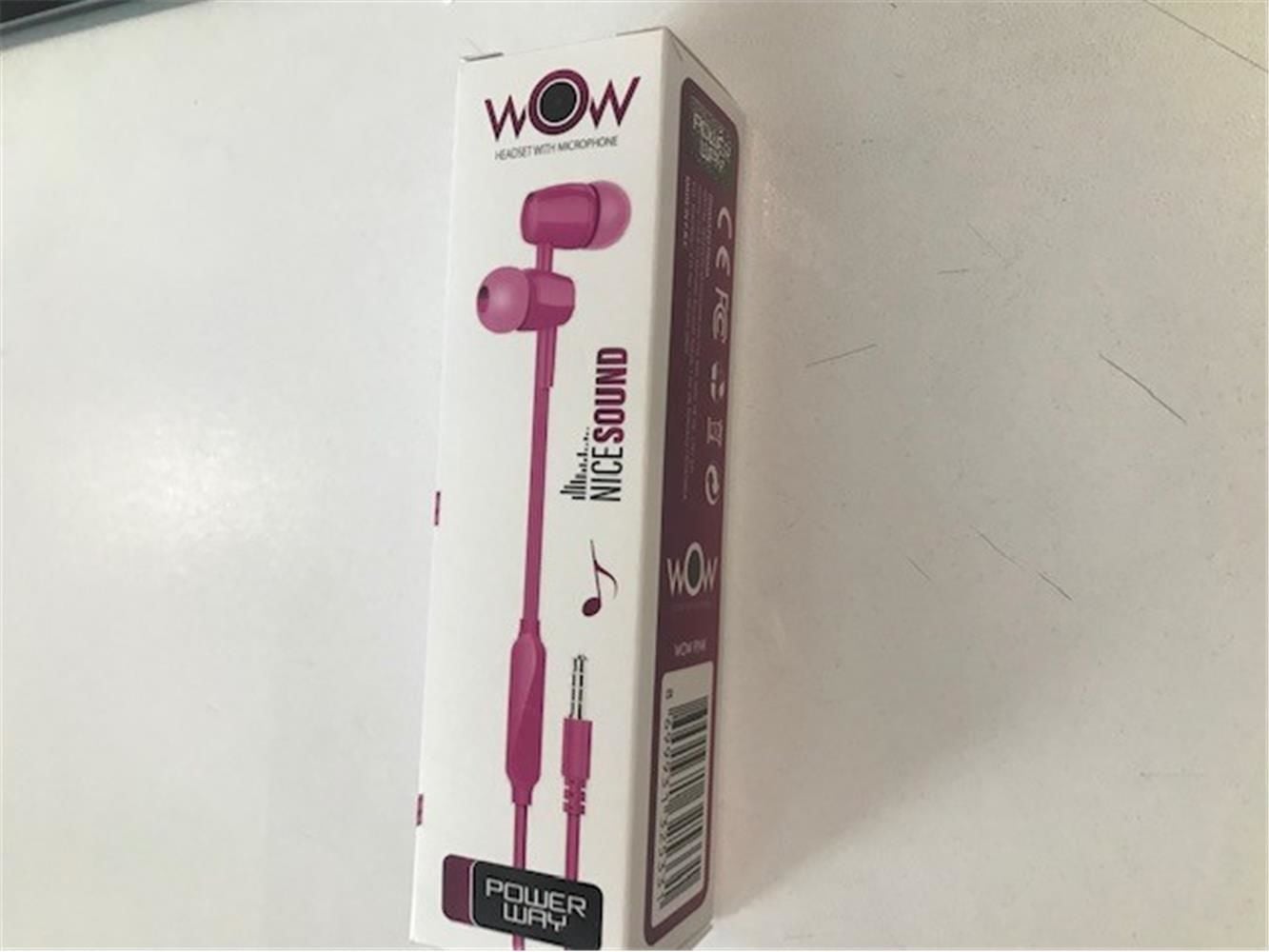 Powerway WOW Pink Mikrofonlu Ses Kontrollü 3.5mm Jack Kulak İçi Kulaklık