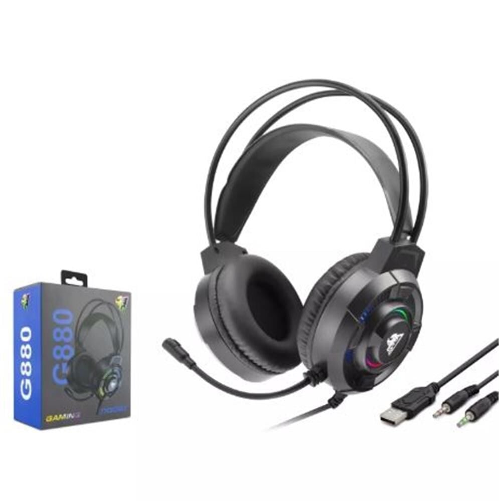 Hadron HD-G880 RGB Işıklı 3.5mm Jack + USB Girişli Mikrofonlu Siyah Gaming Oyuncu Kulaklığı