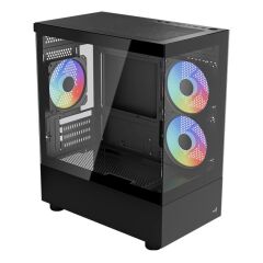 Aerocool Viewport Mini ARGB mATX Kasa 3x 120mm Fan Temperli Cam Yan ve Ön Panel USB 3.0