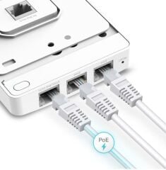 TP‑LINK OMADA EAP235‑WALL AC1200 Dual‑Band 2.4 GHz (300 Mbps) + 5 GHz (867 Mbps) MU‑MIMO Duvar Tipi Kablosuz Access Point, 4× Gigabit Ethernet (1× PoE Giriş, 1× PoE Passthrough), 15 mm İnce Tasarım, 802.3af/at PoE, Cloud/SDN Yönetim