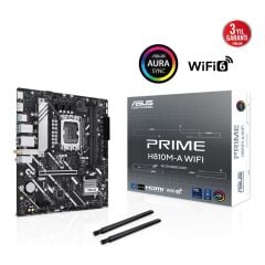 ASUS PRIME H810M-A WIFI LGA1851 DDR5 6400 Çift M2 USB3.2 WiFi+BT AURA RGB mATX