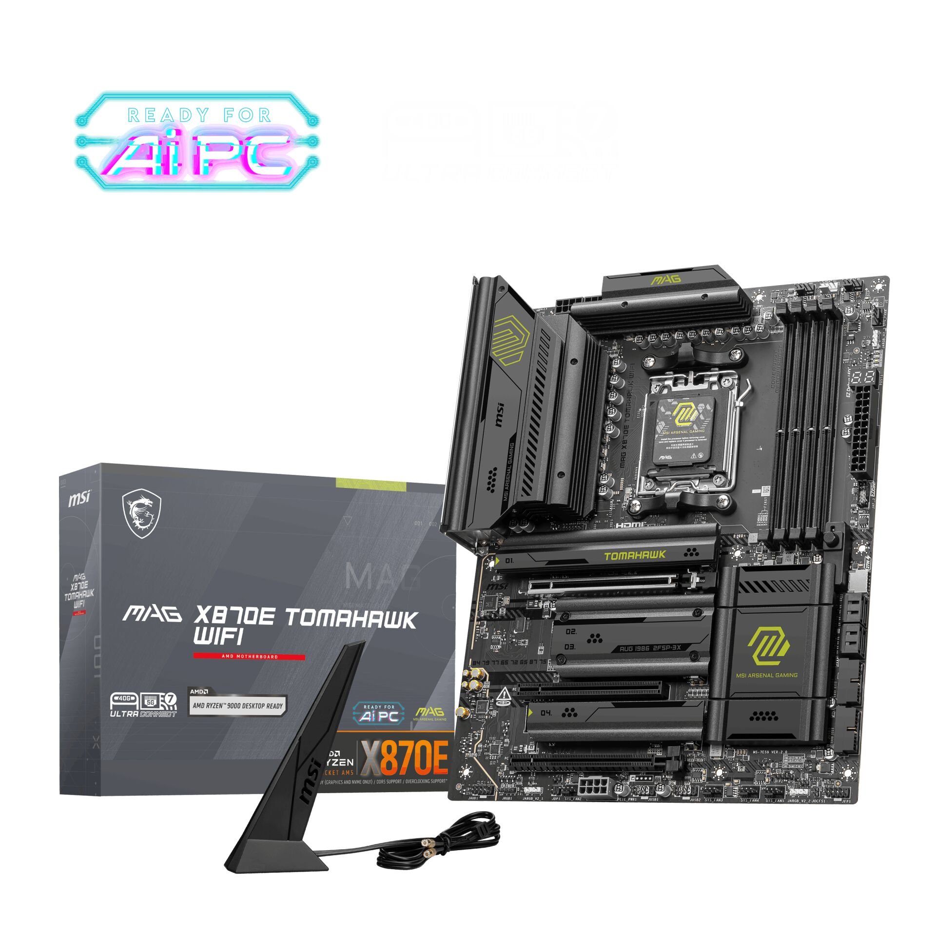 MSI MAG X870E TOMAHAWK WIFI AM5 DDR5 8400 MHz (OC) 4× DIMM 256 GB DDR5 USB 4 40 Gbps 21‑port 5G LAN Wi‑Fi 7 HDMI DisplayPort RGB ATX Anakart