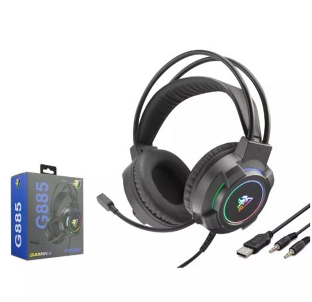 Hadron G885 — Oyuncu Kulaklığı, 3.5 mm (TRRS veya 2×3.5 mm) + USB-A (güç/LED veya USB ses), siyah (model: G885)