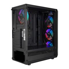 EVEREST BUMPY PSU Yok 4×120 mm ARGB Fanlı Tempered Camlı Black ATX/Micro‑ATX/Mini‑ITX Mid‑Tower Gaming Kasa – Siyah, 4 ARGB/Fan, 6 Adet Fan Yuvası, Asansörlü Fan Kontrol Tuşu, 5.3 kg, 24 Ay Garanti