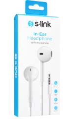 S-link SL-KU170 Mobil Telefon Uyumlu Kulak İçi Beyaz Mikrofonlu Kablolu Kulaklık 3.5mm Jack