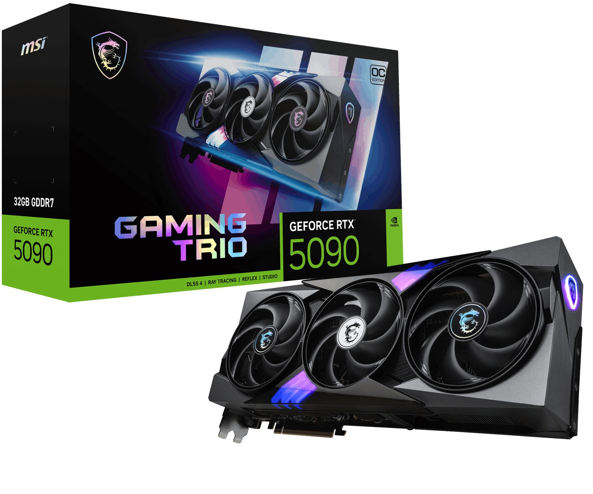 MSI GeForce RTX 5090 32G GAMING TRIO OC 32 GB GDDR7 512‑Bit PCIe 5.0 x16 DirectX 12 Ultimate (3×DisplayPort 2.1b, 1×HDMI 2.1b)