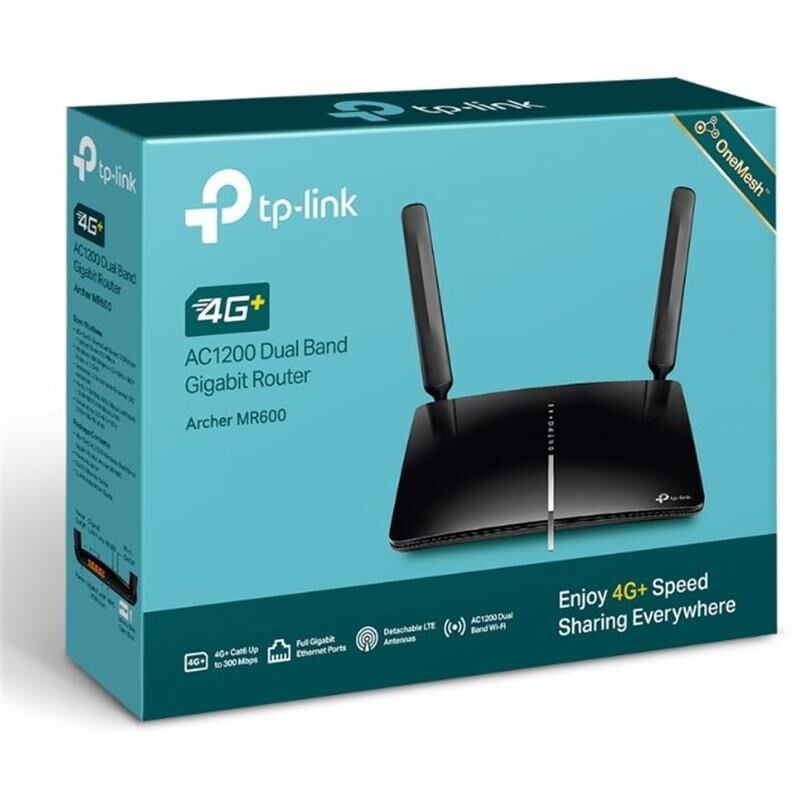 TP-LINK Archer MR600 AC1200 Dual Band 3G/4G CAT6 LTE SIM Kartlı Router 300Mbps 2.4GHz + 867Mbps 5GHz 4×Gigabit LAN/WAN Port Harici Antenli