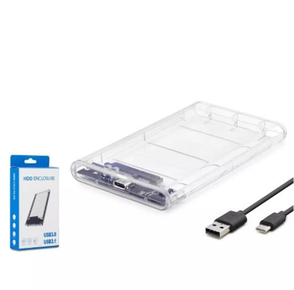 HADRON HDX1766 HDD KUTU TYPE‑C 3.1 + USB 3.0 2.5'' Transparent 2.5″ SATA HDD/SSD Kutu