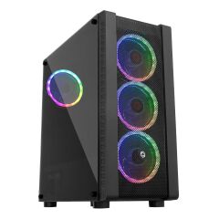 Frisby FC‑9320G 600W 80+ Bronze Sertifikalı 4×120 mm Dual-Ring RGB Fan Kumandalı Midi Tower ATX Gaming Oyuncu Kasa Siyah