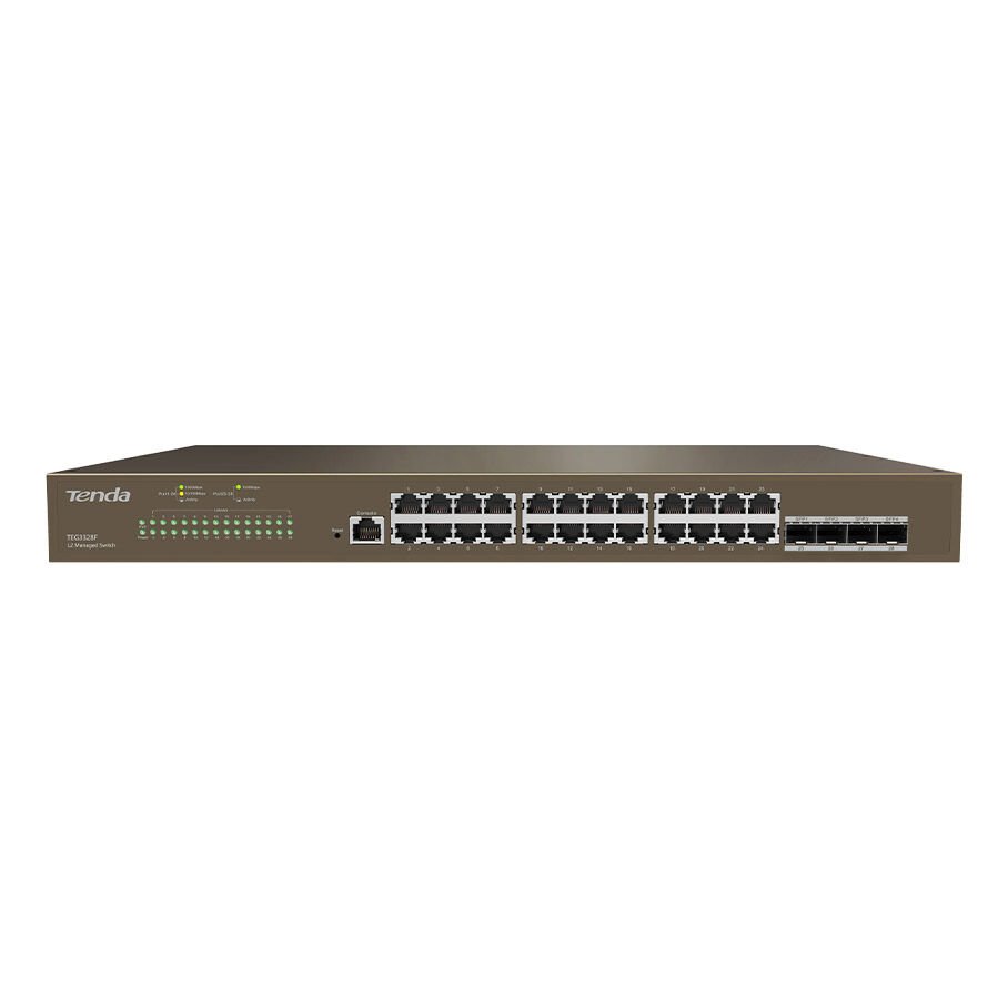 Tenda TEG3328F 24-Port Gigabit 4-Port SFP L2 Yönetilebilir Rackmount Switch