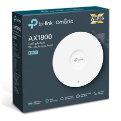 TP‑LINK Omada EAP610 AX1800 Dual‑Band Wi‑Fi 6 (2.4 GHz 574 Mbps + 5 GHz 1201 Mbps) Tavan Tipi/Wall‑Mount AP, 1×Gigabit RJ45 PoE+, DC Adaptör Dahil