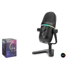 HADRON ME5 Gaming RGB Masaüstü Mikrofon Çift Modlu Gain Kontrollü Type-C 192kHz 24Bit Siyah