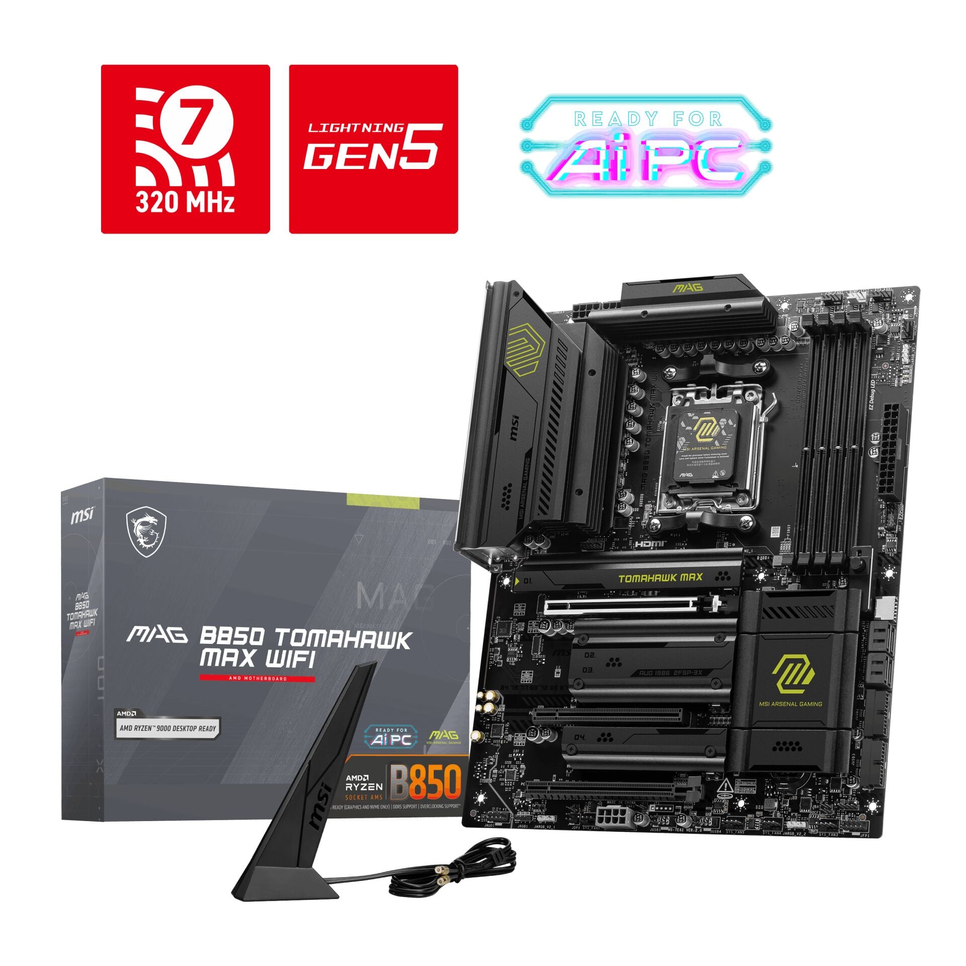 MSI MAG B850 TOMAHAWK MAX WIFI AMD AM5 DDR5 8400MHz(OC) ATX Anakart