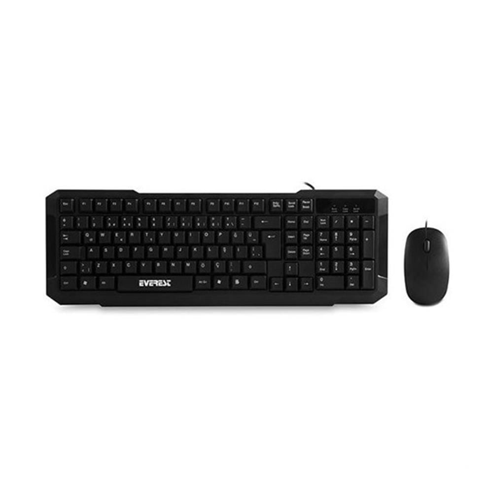 Everest KM-515 Siyah Kablolu USB Q Standart Klavye + Optik Mouse Set