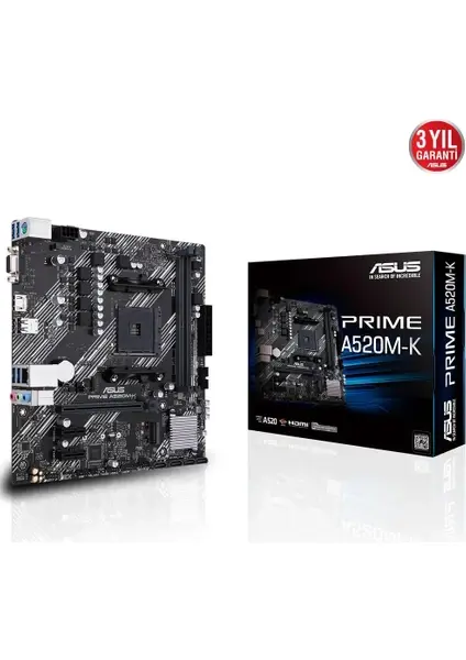 Asus PRIME A520M-K AMD A520 Soket AM4 DDR4 4400MHz(OC) M.2 MATX Anakart