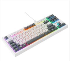 Everest KB-98 SILENT TKL Beyaz / Gri Mavi Rainbow LED Q Türkçe 98 Tuş Membrane Sessiz Kablolu Oyuncu Klavyesi