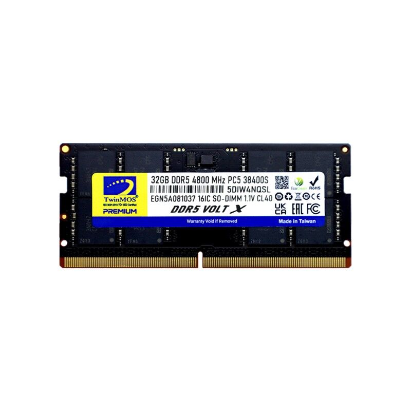 TwinMOS 32GB 4800MHz DDR5 CL40 SODIMM Laptop Bellek (TMD532GB4800S40)