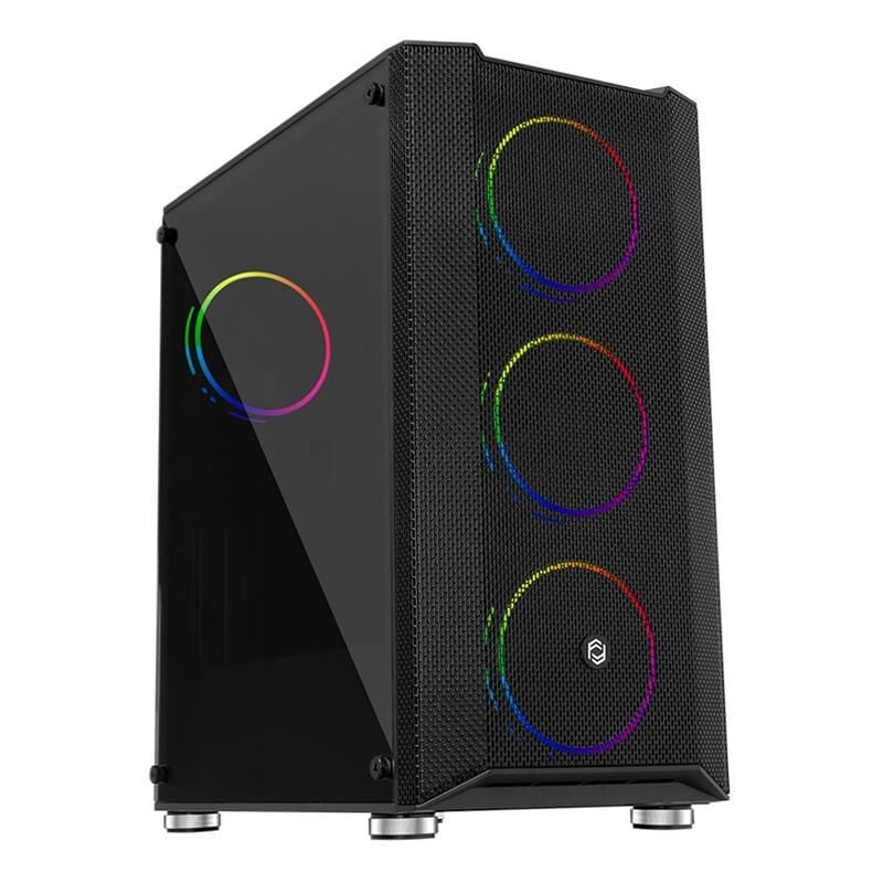 FRISBY FC-9405G 650W 80+ 4×120 mm Double Slim Ring RGB Fan Temperli Cam Mesh USB 3.0 ATX Mid Tower Siyah Kasa (Panda model)