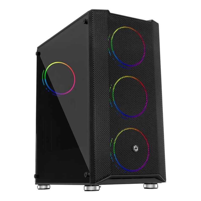 FRISBY FC-9405G 650W 80+ 4×120 mm Double Slim Ring RGB Fan Temperli Cam Mesh USB 3.0 ATX Mid Tower Siyah Kasa (Panda model)
