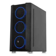FRISBY FC-9405G 650W 80+ 4×120 mm Double Slim Ring RGB Fan Temperli Cam Mesh USB 3.0 ATX Mid Tower Siyah Kasa (Panda model)