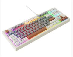 Everest KB-98 SILENT TKL Gri / Gri Mavi / Kahve Rainbow LED Q Türkçe 98 Tuş Membrane Sessiz Kablolu Oyuncu Klavyesi