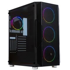 FRISBY FC-9435G 750W 80+ Bronze Sertifikalı Güç Kaynağı 4x120mm Double Slim Ring RGB Fan USB 3.0 Siyah Gaming Bilgisayar Kasası