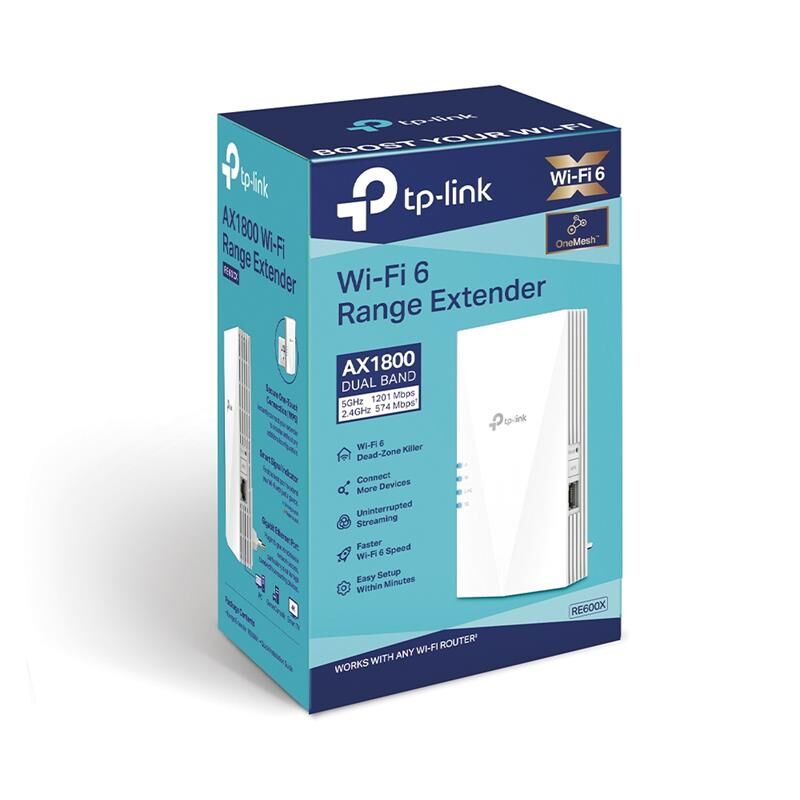 TP-LINK RE600X AX1800 Wi-Fi 6 Dual Band 1201Mbps 5GHz + 574Mbps 2.4GHz Gigabit Portlu Kablosuz Menzil Genişletici