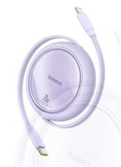 Baseus P10364501511-00 Spring Series 20W USB-C to Lightning 1 Metre Mor Geri Çekilebilir Hızlı Şarj Kablosu