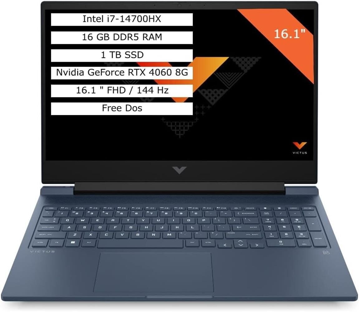 HP Victus 16-r1041nt 9J243EA Intel Core i7-14700HX 16GB DDR5 RAM 1TB NVMe SSD NVIDIA GeForce RTX 4060 8GB 16.1'' FHD 144Hz FreeDOS Dizüstü Bilgisayar