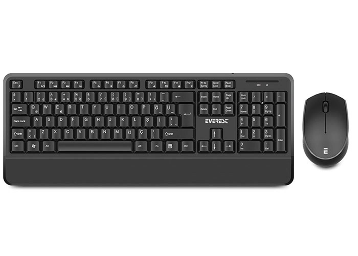 Everest KM-6176 Official Siyah Kablosuz Q Multimedia Klavye + Mouse Set