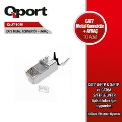 QPORT Q-J710M CAT7 RJ45 Konnektör ve Ayırıcı Seti 10 Adet
