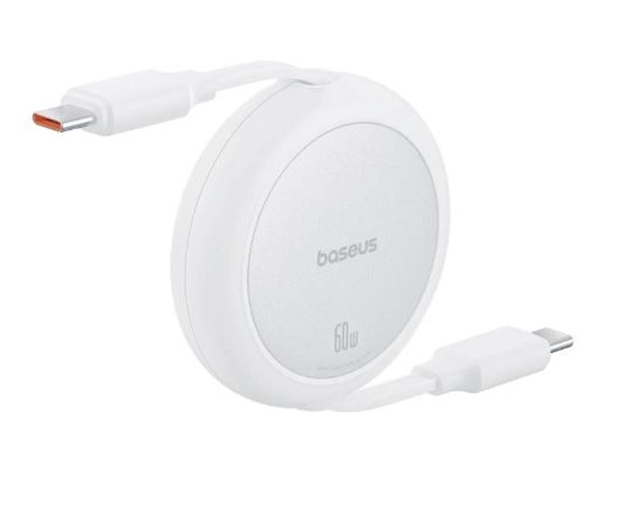 Baseus Free2Draw Mini Geri Çekilebilir Serisi USB-C to USB-C 60W 1m Beyaz Hızlı Şarj Kablosu