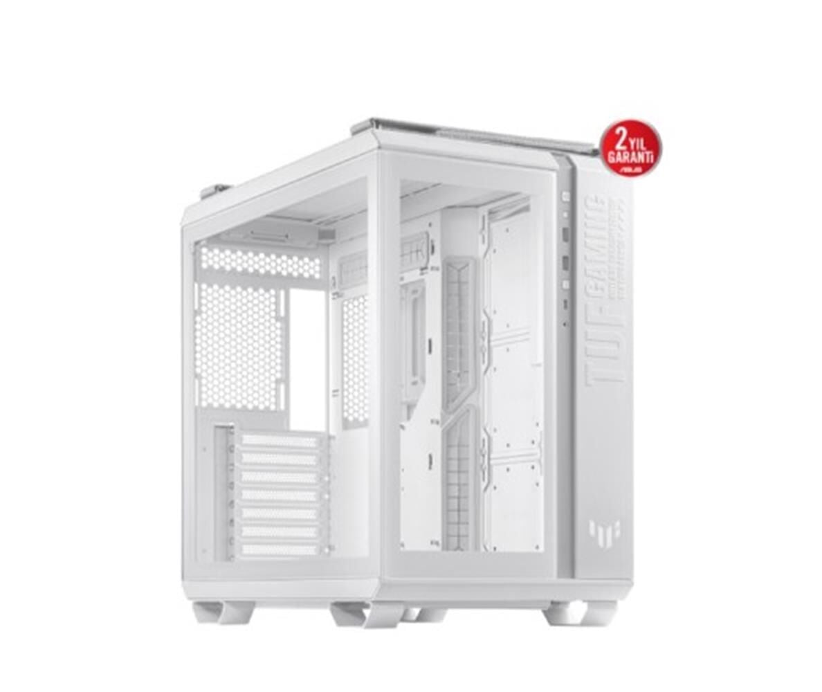 ASUS TUF Gaming GT502 PLUS White Edition Panoramik Temperli Cam Çift Bölmeli USB 3.2 Gen 2x2 Type-C ATX Mid-Tower Beyaz Gaming Kasa