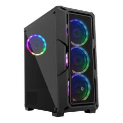 FRISBY FC‑9430G 650W 80+ 4×120 mm RGB Fan Mesh Mid Tower ATX, Micro‑ATX, Mini‑ITX Siyah Gaming Kasa (650 W PSU Dahil, Temperli Cam Yan Panel)