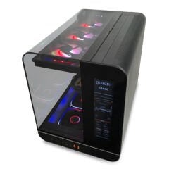 Quadro QX100 EAGLE Pencereli Dahili Led Ekranlı Siyah Oyuncu Kasası (9x RGB Fan Dahil)