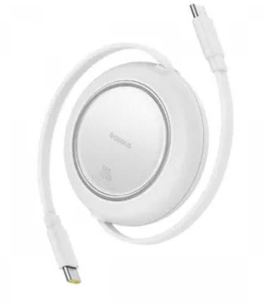 Baseus Free2Pull Mini Geri Sarılabilir (Retractable) 100W USB-C to USB-C 1.5 Metre Hızlı Şarj Kablosu - Beyaz