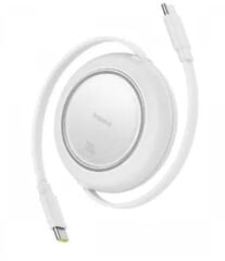 Baseus Free2Pull Mini Geri Sarılabilir (Retractable) 100W USB-C to USB-C 1.5 Metre Hızlı Şarj Kablosu - Beyaz