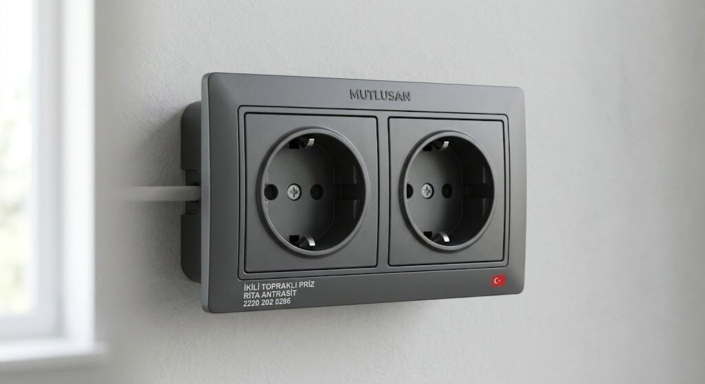 Mutlusan İkili Topraklı Priz Rita Antrasit 2220 202 0286
