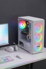 Rampage HELIOS Mesh Beyaz 650W 80+ Rainbow ATX Mid Tower Oyuncu Kasası
